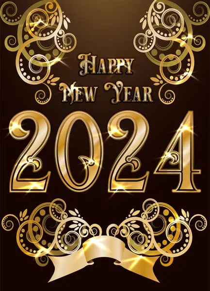 Szczęśliwego Nowego 2024 Rok Karta Vip Wektor Ilustracji Wektor Stockowy
