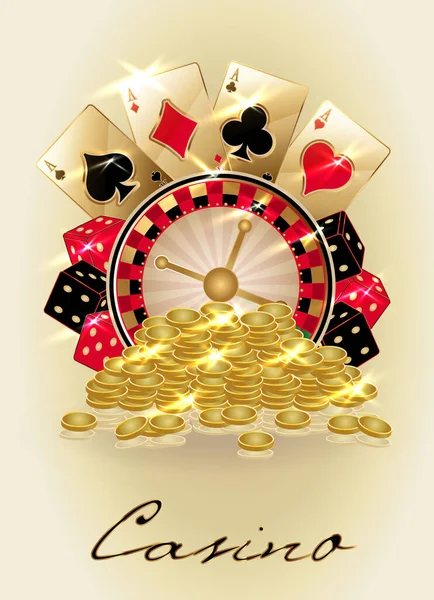 Casino Vip Background Poker Cards Golden Coins Vector Illustration — Stock Vector