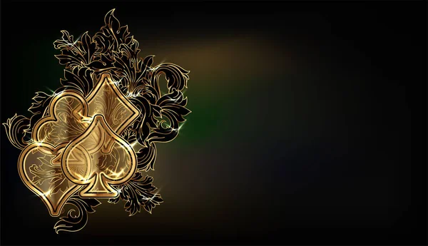 Casino Papel Parede Dourado Com Cartões Poker Ilustração Vetorial Vetores De Stock Royalty-Free