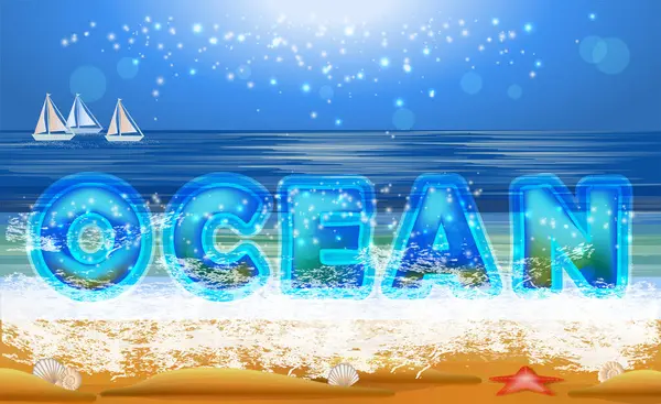 Ocean Summer Papel Parede Ilustração Vetorial Vetor De Stock