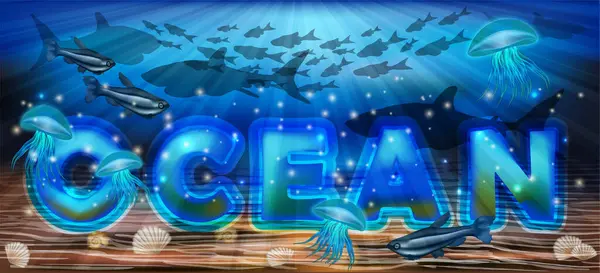 Oceaan Onderwater Achtergrond Vector Illustratie Rechtenvrije Stockvectors