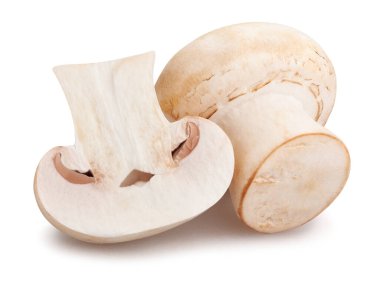 Dilimlenmiş mantar yolu beyaz üzerinde izole