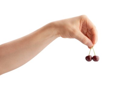 Ekşi kiraz, beyaz yolda izole edilmiş.