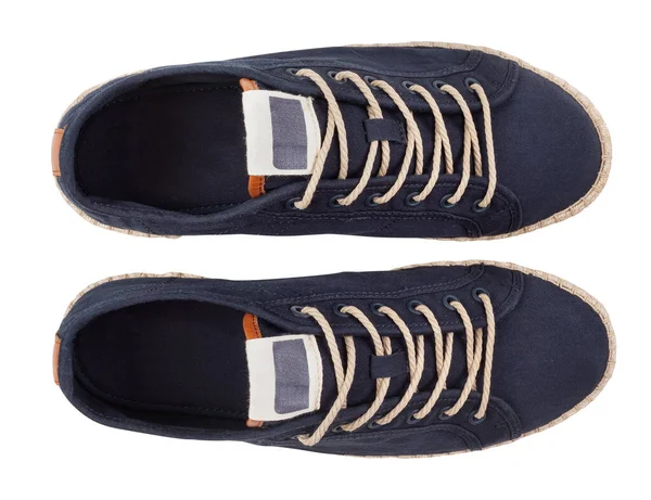 Espadrilles Schuhe Pfad Isoliert Auf Weißen Draufsicht — Stockfoto