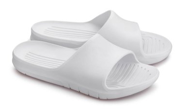 beyaz terliklerin yolu beyaz üzerinde izole.