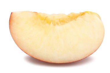 Dilimlenmiş beyaz nektarin yolu beyaz üzerinde izole