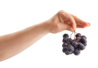 Mavi üzüm beyaz yolda izole edilmiş.