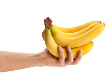 Beyaz yolda izole edilmiş muz demeti