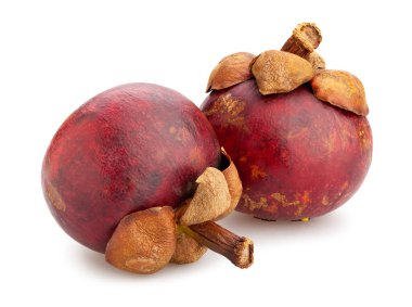 Mangosteen yolu beyaz üzerinde izole
