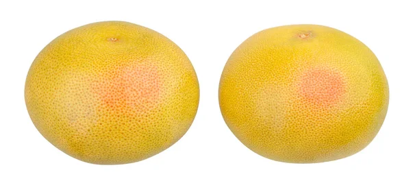 白で隔離された黄色いグレープフルーツの道 ストック画像