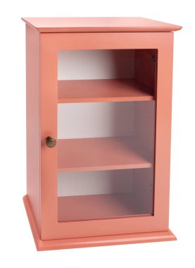 Pembe kabin yolu beyaz üzerinde izole