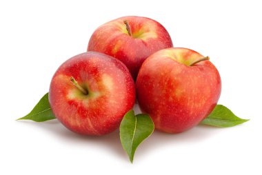 Kırmızı elma yolu beyaz üzerinde izole