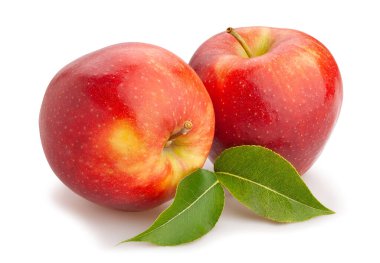 Kırmızı elma yolu beyaz üzerinde izole