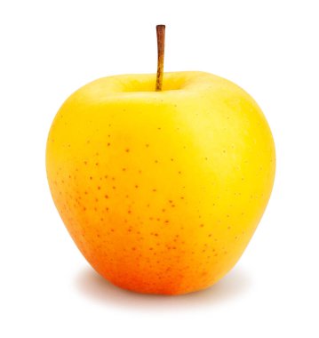 Sarı elma yolu beyaz üzerinde izole