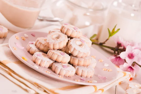 Canestrelli Biscuits Icing Sugar White Dish —  Fotos de Stock