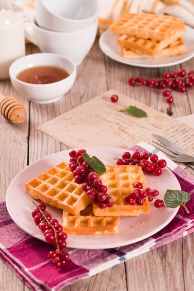 Waffles Red Currant Mint Stock Photo