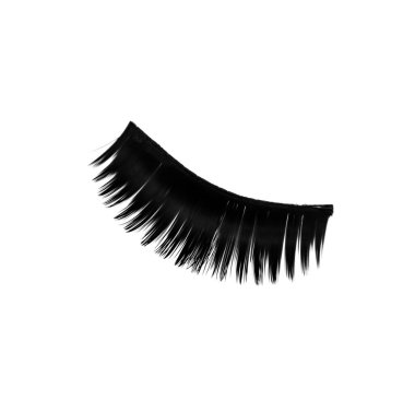 Extra long artificial black eyelashes isolated on white background. Top view.