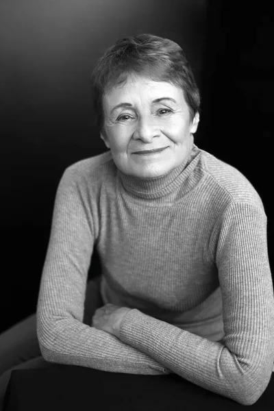 portret of beautiful woman in her 70+ age mature grandmother happy