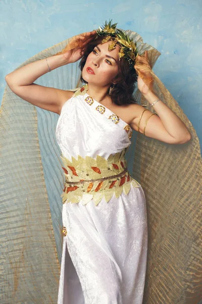 stock image Beautiful woman wearing costume of greek goddess