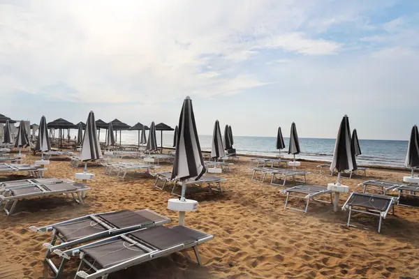 Frühen Morgen Strand Von Bibione Italien Blaues Wasser Und Sauberer — Stockfoto