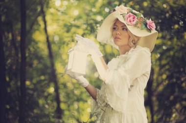 Zarif kadın Victoria Dönemi veya Edward dönemi nostaljik klasik portresi