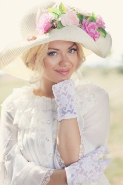 Zarif kadın Victoria Dönemi veya Edward dönemi nostaljik klasik portresi