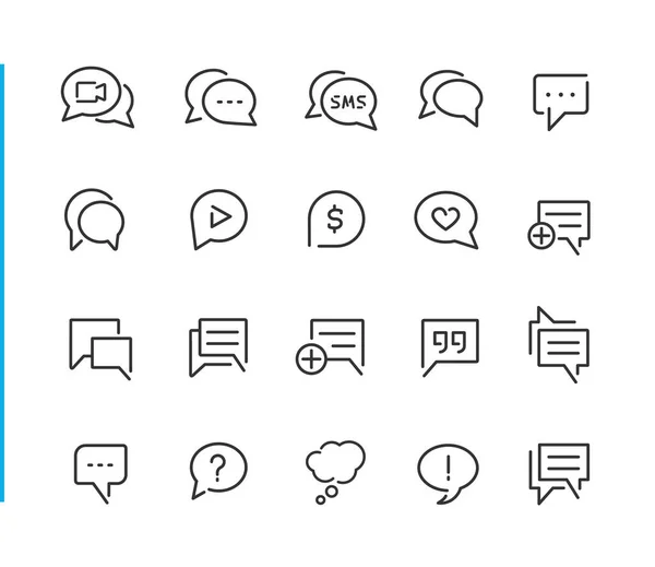 Chat Bubble Icons Blue Line Serie Vektorzeilensymbole Für Ihre Digital Stockillustration