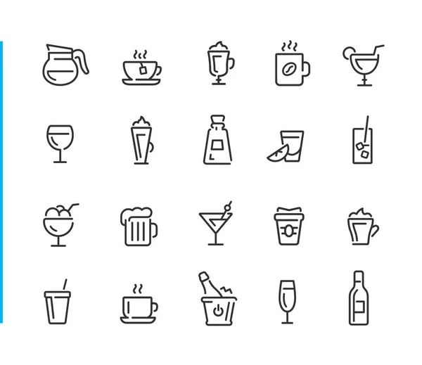 Напитки Icons Blue Line Series Иконки Векторных Линий Цифровых Печатных Векторная Графика