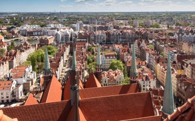 View of the old part of Gdansk from the tower of St. Mary's Basilica. Poland