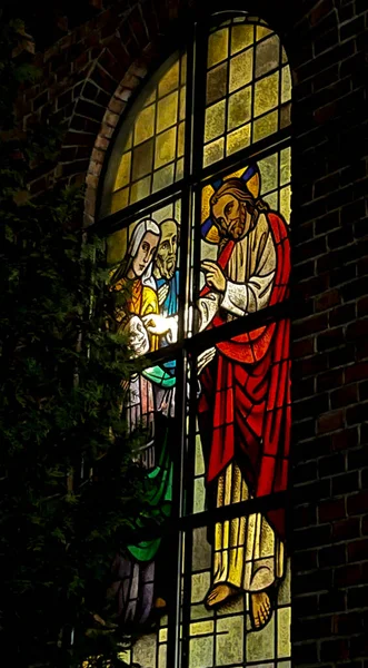Kalety Miotek Poland January 2023 Stained Glass Windows Church Francis — Photo