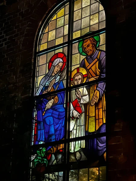 Kalety Miotek Poland January 2023 Stained Glass Windows Church Francis — Photo