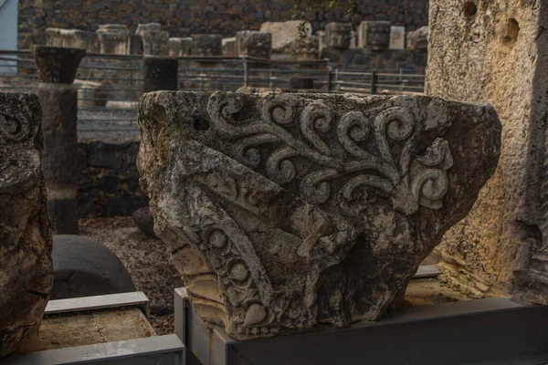 Capernaum Srail Deki Büyük Sinagogun Kalıntıları — Stok fotoğraf