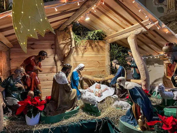 Kalety Miotek Poland January 2023 Nativity Scene Christmas Crib Church Stockbild