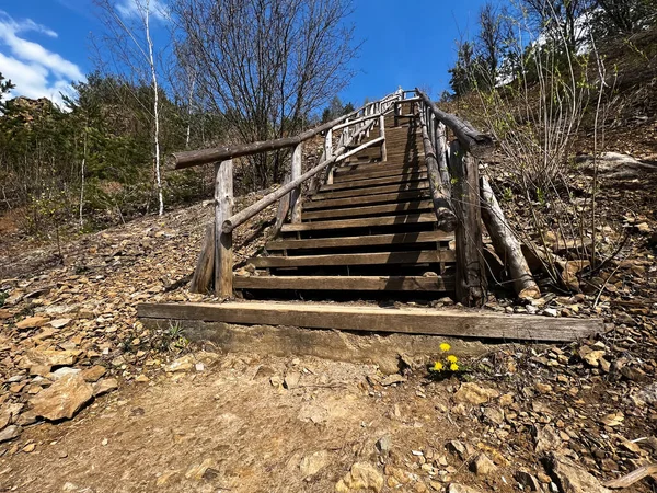 Escadas Madeira Parque Grodek Construído Local Uma Antiga Pedreira Perto — Fotografia de Stock