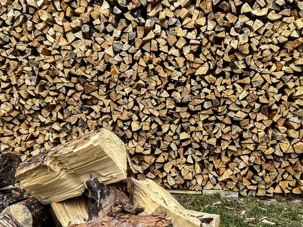 Dřevo Kusech Jako Alternativní Palivo Pro Krb Kamna — Stock fotografie