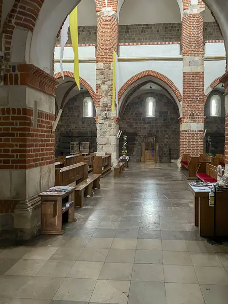 stock image Tum, Poland, April 12, 2024: Fragment of the interior of the 12th century collegiate church in Tum.