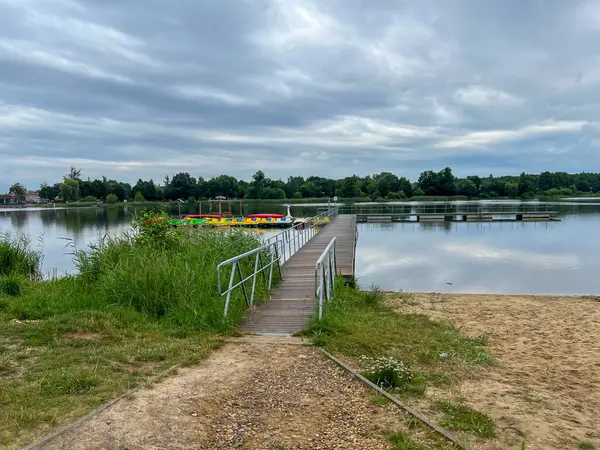 stock image Recreational area in Blachownia near Czestochowa, a park with a lake, a beach, a place for walks and rest.