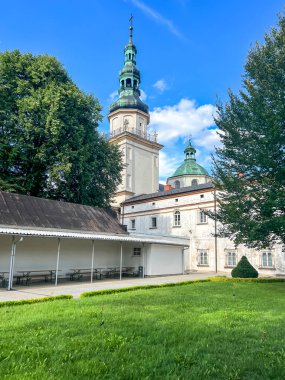 Swieta Anna, Poland, July 23, 2024: Church of St. Anne and monastery of Dominican nuns in Swieta Anna in Poland. Interior of the church with the main altar visible. clipart