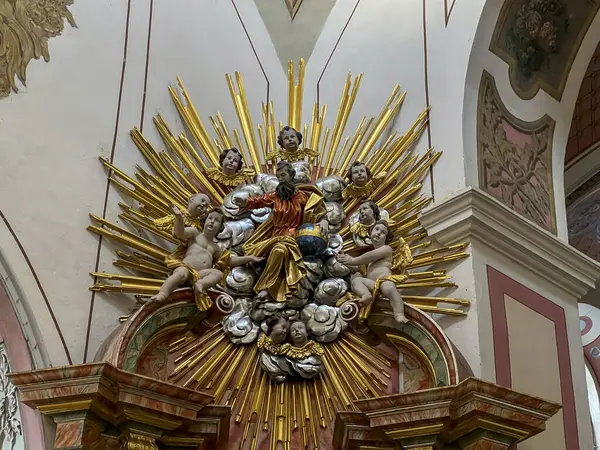 Stock image Saint Anna, Poland, July 23, 2024: Church of Saint Anne and Dominican Sisters' monastery in Saint Anna, Poland. Interior, fragment of decoration in the church.