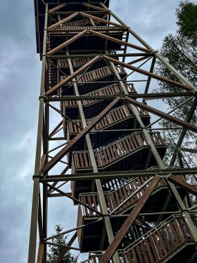 Lookout tower on the Malnik mountain near Muszyna in Poland. clipart