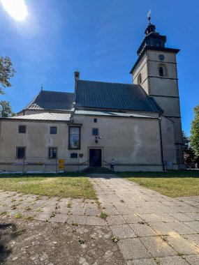 Stary Sacz, Poland - August 4, 2024: Catholic Church of 13th Century. Parish Church of St. Elizabeth in the Stary Sacz. Poland. clipart