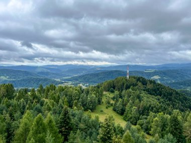 View of Muszyna, in Poland from the lookout tower on the Malnik mountain. clipart