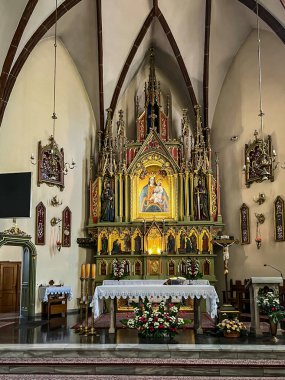 Nowy Sacz, Poland, August 7, 2024: The miraculous painting of Our Lady of Consolation in the Church of the Holy Spirit in Nowy Sacz. clipart