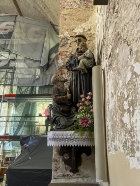 Lubliniec, Poland, August 15, 2024: Interior of the church of St. Michael in Lubliniec in Poland during renovation. clipart