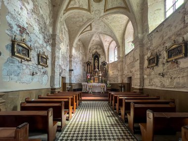 Lubliniec, Poland, August 15, 2024: Interior of the church of St. Michael in Lubliniec in Poland during renovation. clipart