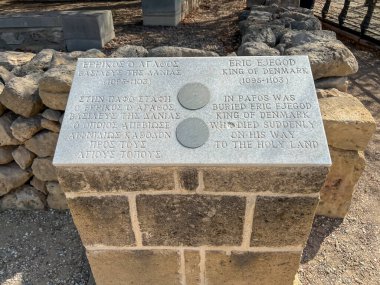 The site commemorating the death of King Eric Ejegod of Denmark near the Church of Panayia Chrysopolitissa in Paphos, Cyprus and near the column at which St. Paul the Apostle was scourged in Paphos, Cyprus. clipart