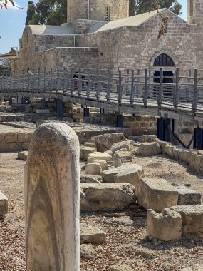 The pillar at which St. Paul the Apostle was scourged in Paphos, Cyprus. Panayia Chrysopolitissa church. clipart