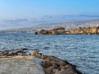 Fragment of the Mediterranean coast in the area of Kissonerga,  Paphos district in Cyprus clipart