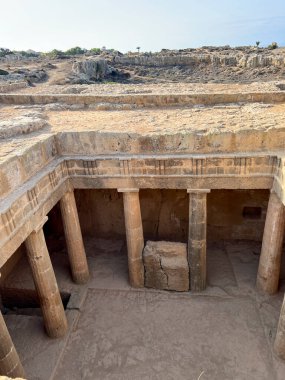 Kıbrıs Rum Kesimi 'nin Akdeniz Üzerindeki Antik Paphos Arkeolojik Alanı.