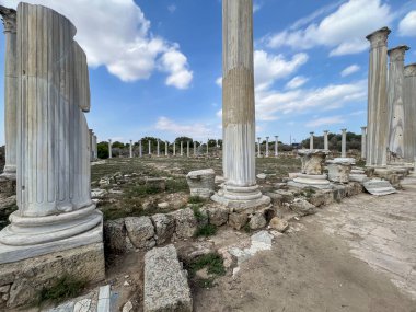  Salamina - an ancient city and port located in Cyprus. Currently in the Turkish part of the island, near Famagusta. Ruins with fragments of old floors. clipart